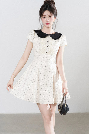 Polka Dot Doll Collar A-Line Dress