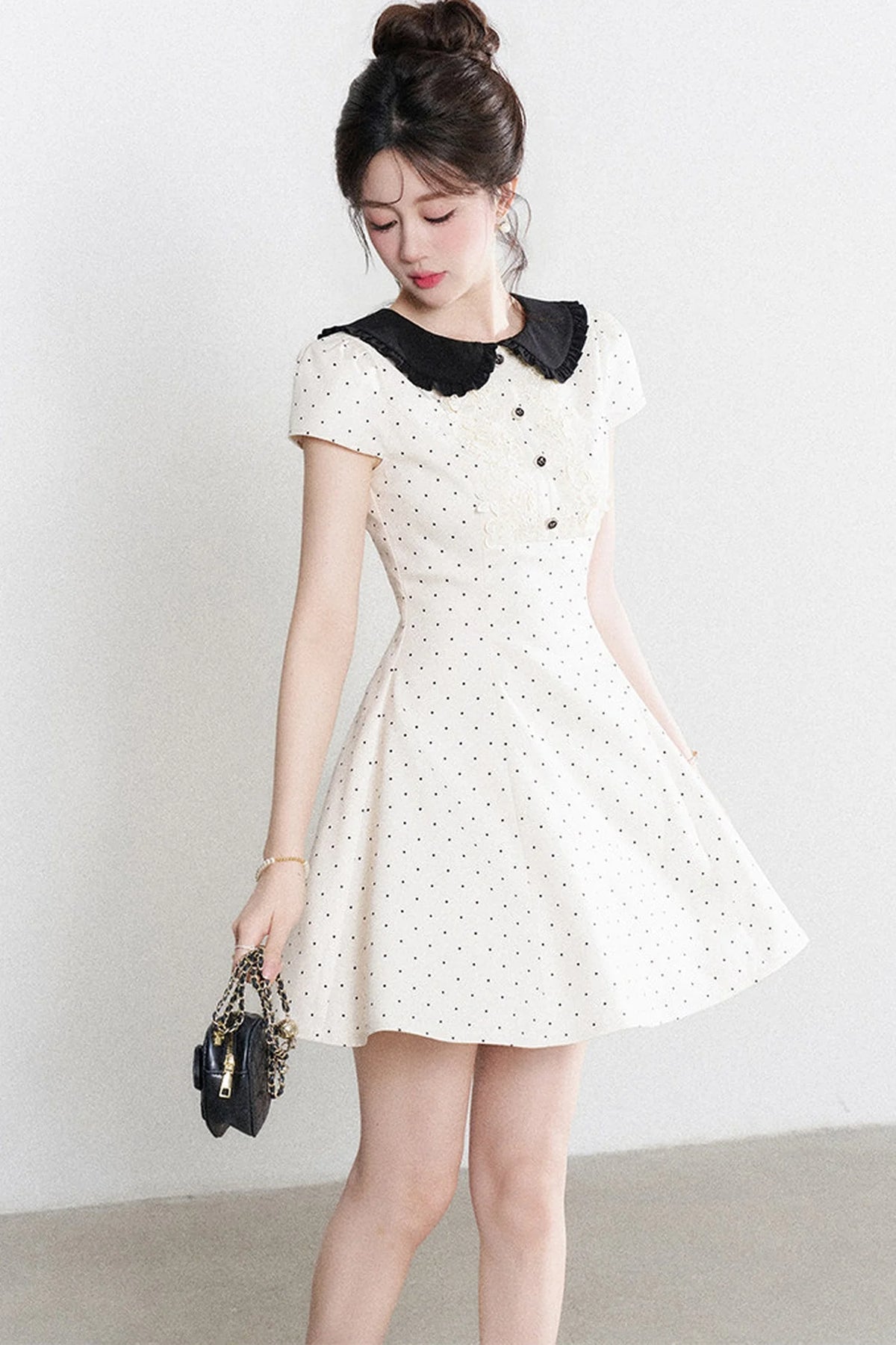 Polka Dot Doll Collar A-Line Dress