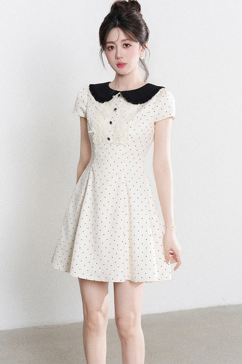 Polka Dot Doll Collar A-Line Dress