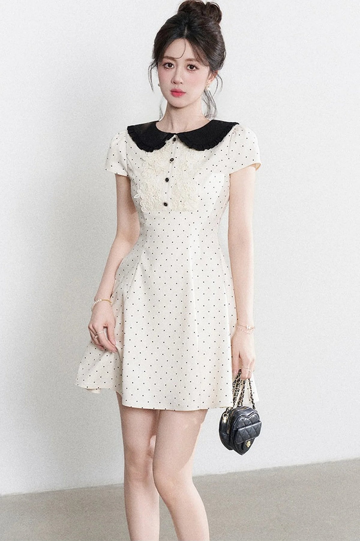Polka Dot Doll Collar A-Line Dress