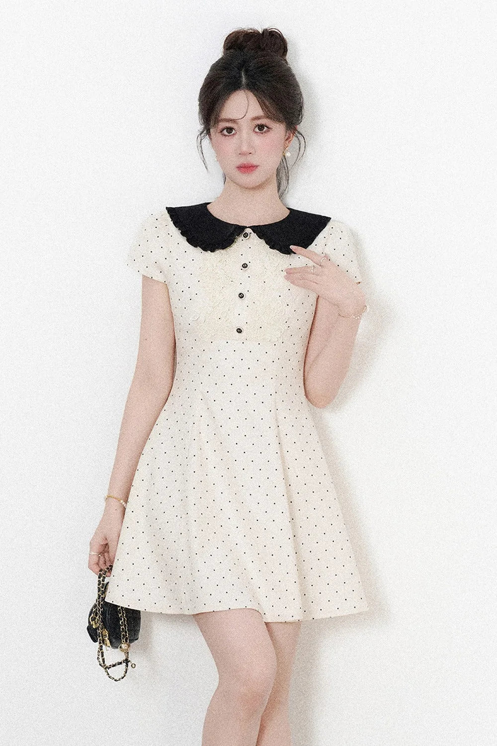Polka Dot Doll Collar A-Line Dress