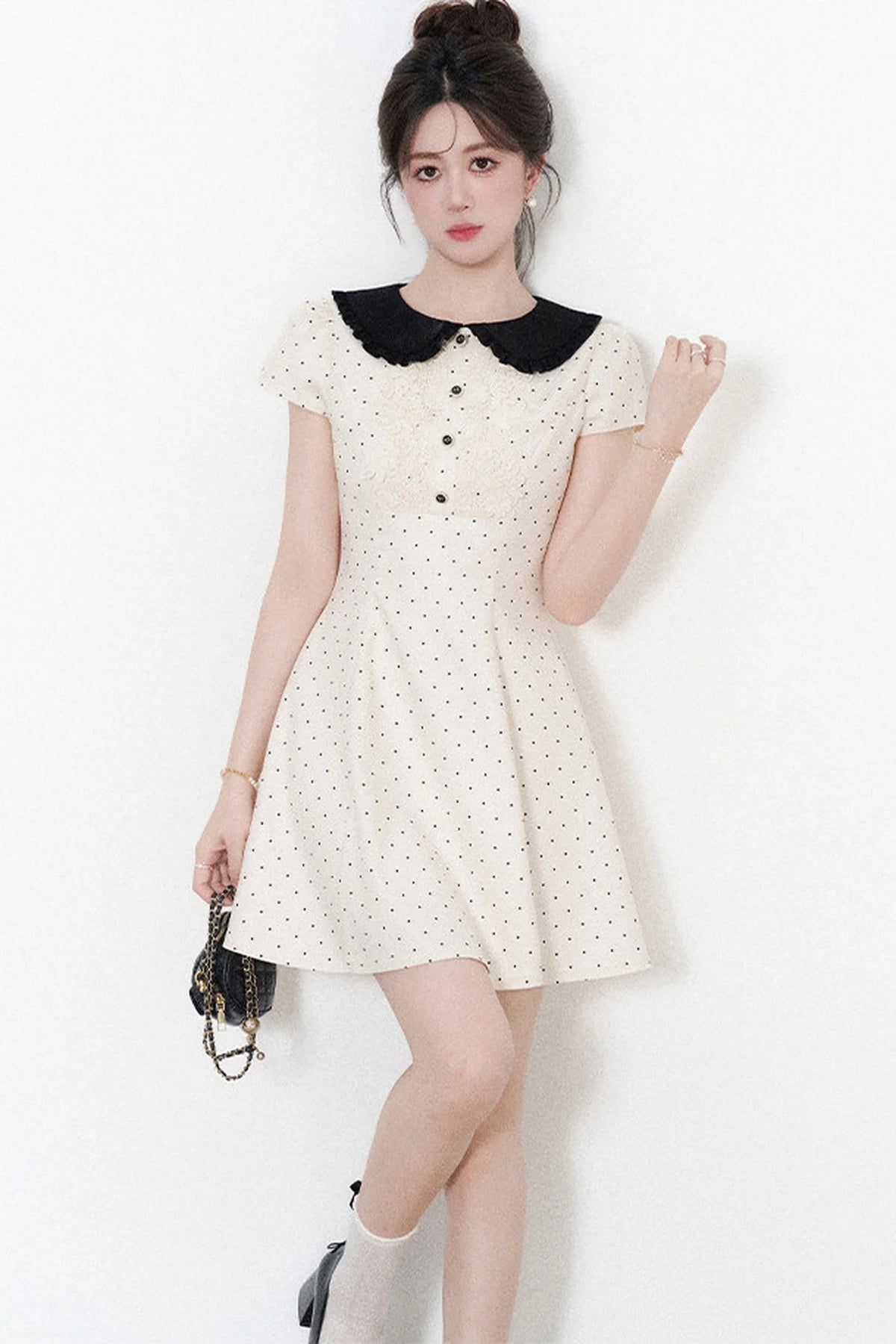 Polka Dot Doll Collar A-Line Dress