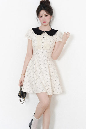 Polka Dot Doll Collar A-Line Dress
