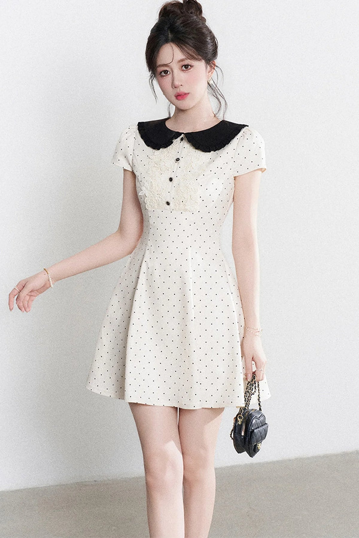 Polka Dot Doll Collar A-Line Dress