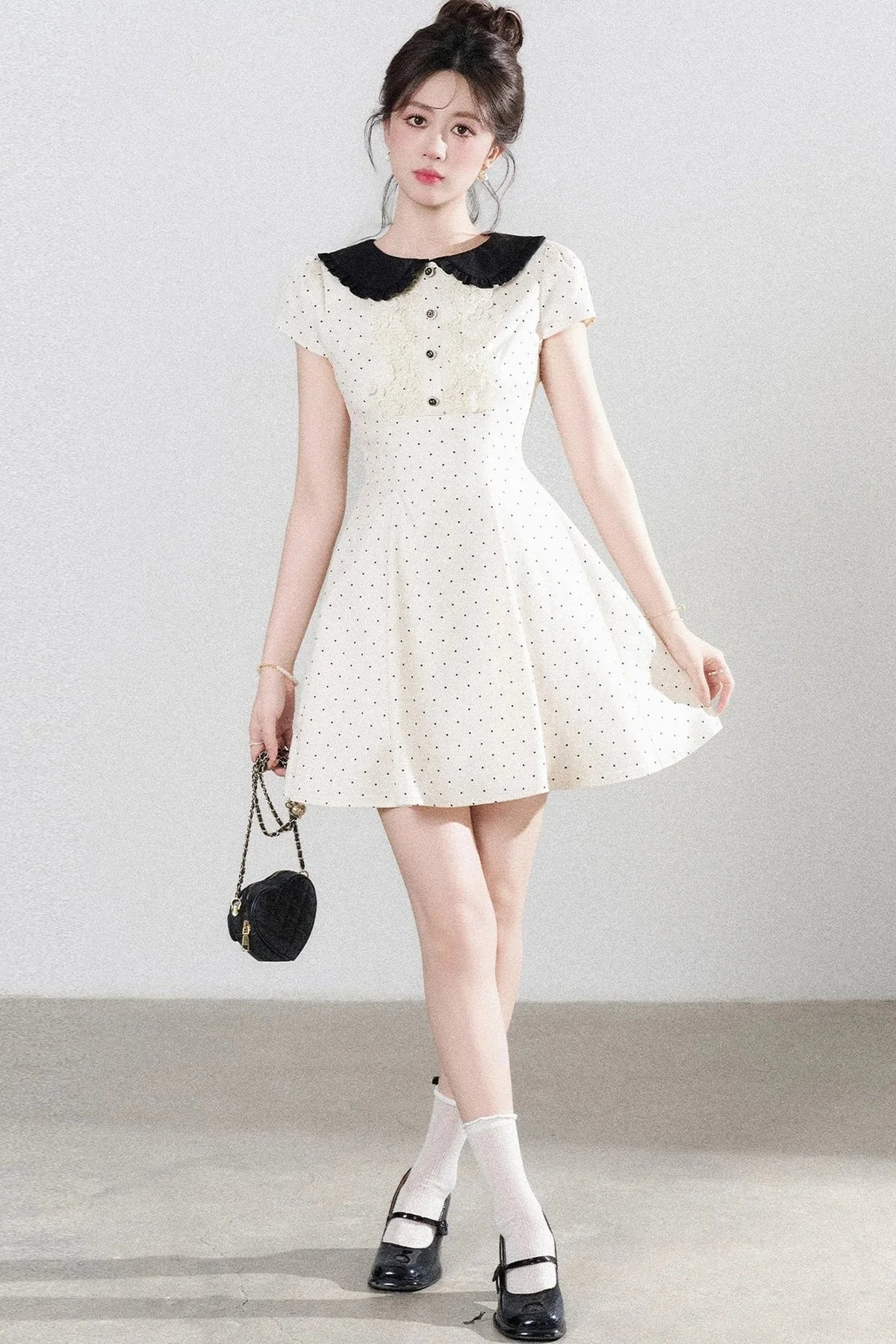 Polka Dot Doll Collar A-Line Dress