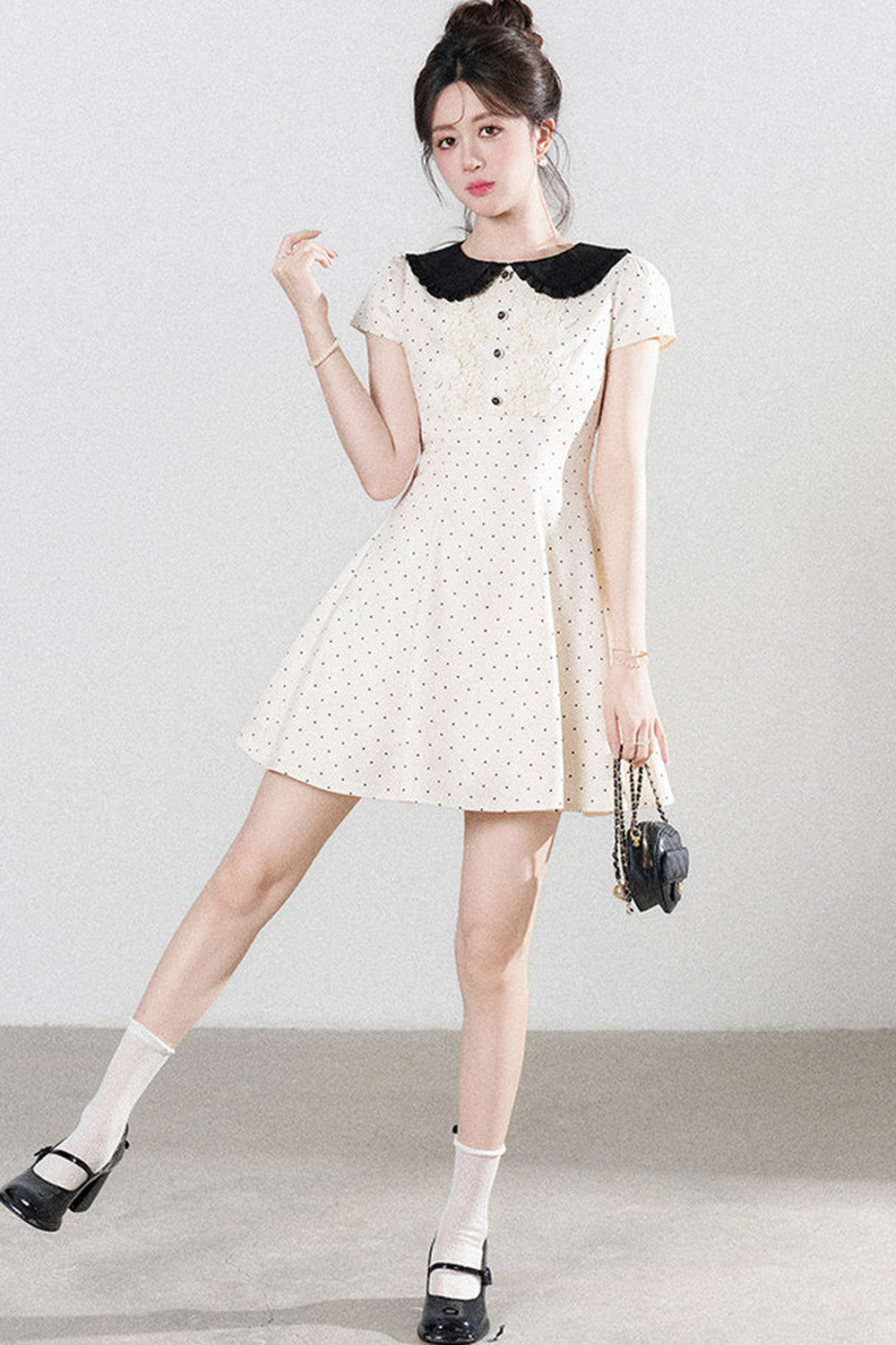 Polka Dot Doll Collar A-Line Dress