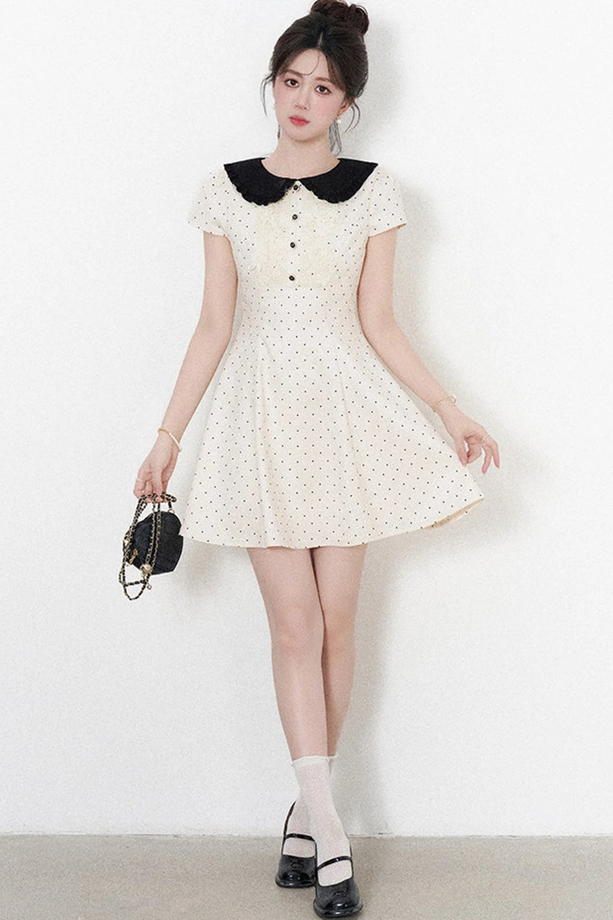 Polka Dot Doll Collar A-Line Dress