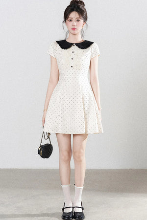 Polka Dot Doll Collar A-Line Dress