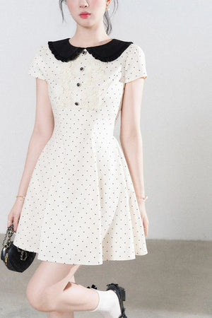 Polka Dot Doll Collar A-Line Dress