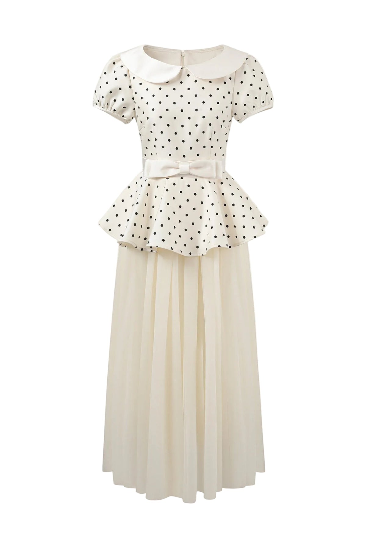 Polka Dot Doll Collar Bow Tulle Dress