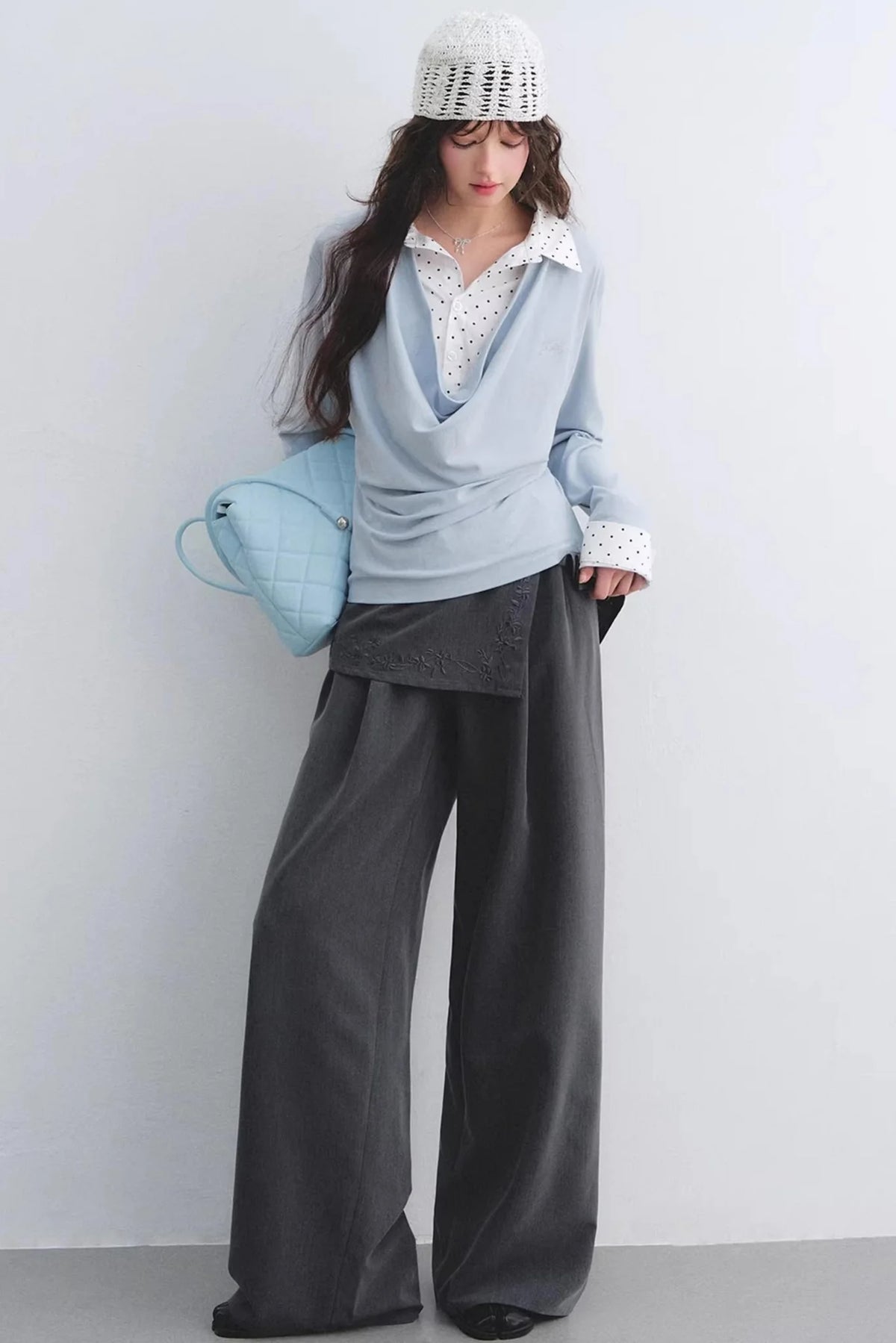 Polka Dot Embroidered Two-Piece Set-Up