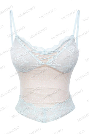 Polka Dot French Lace Blouse Set-Up