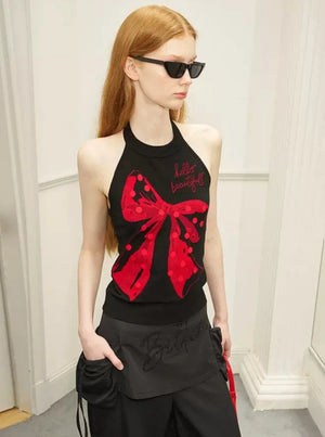 Polka Dot Halterneck Vest Top