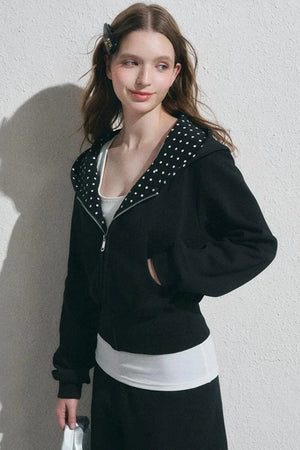 Polka Dot Hooded Jacket Set-Up