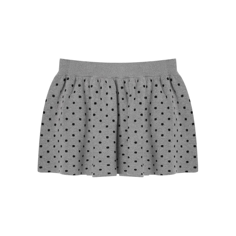 Polka Dot Hooded Knit Sweater Skirt Set-Up