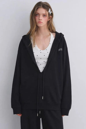 Polka Dot Hooded Vest Sweatshirt Set-Up