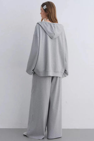 Polka Dot Hooded Vest Sweatshirt Set-Up