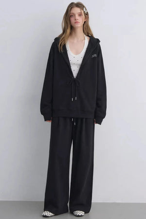 Polka Dot Hooded Vest Sweatshirt Set-Up