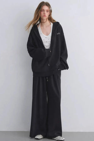 Polka Dot Hooded Vest Sweatshirt Set-Up