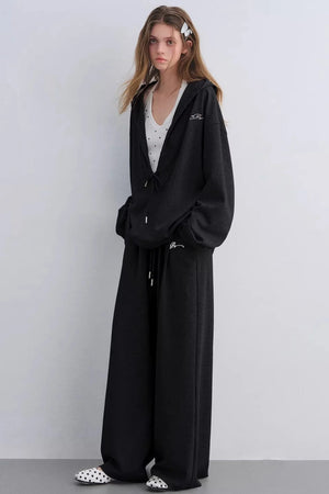 Polka Dot Hooded Vest Sweatshirt Set-Up