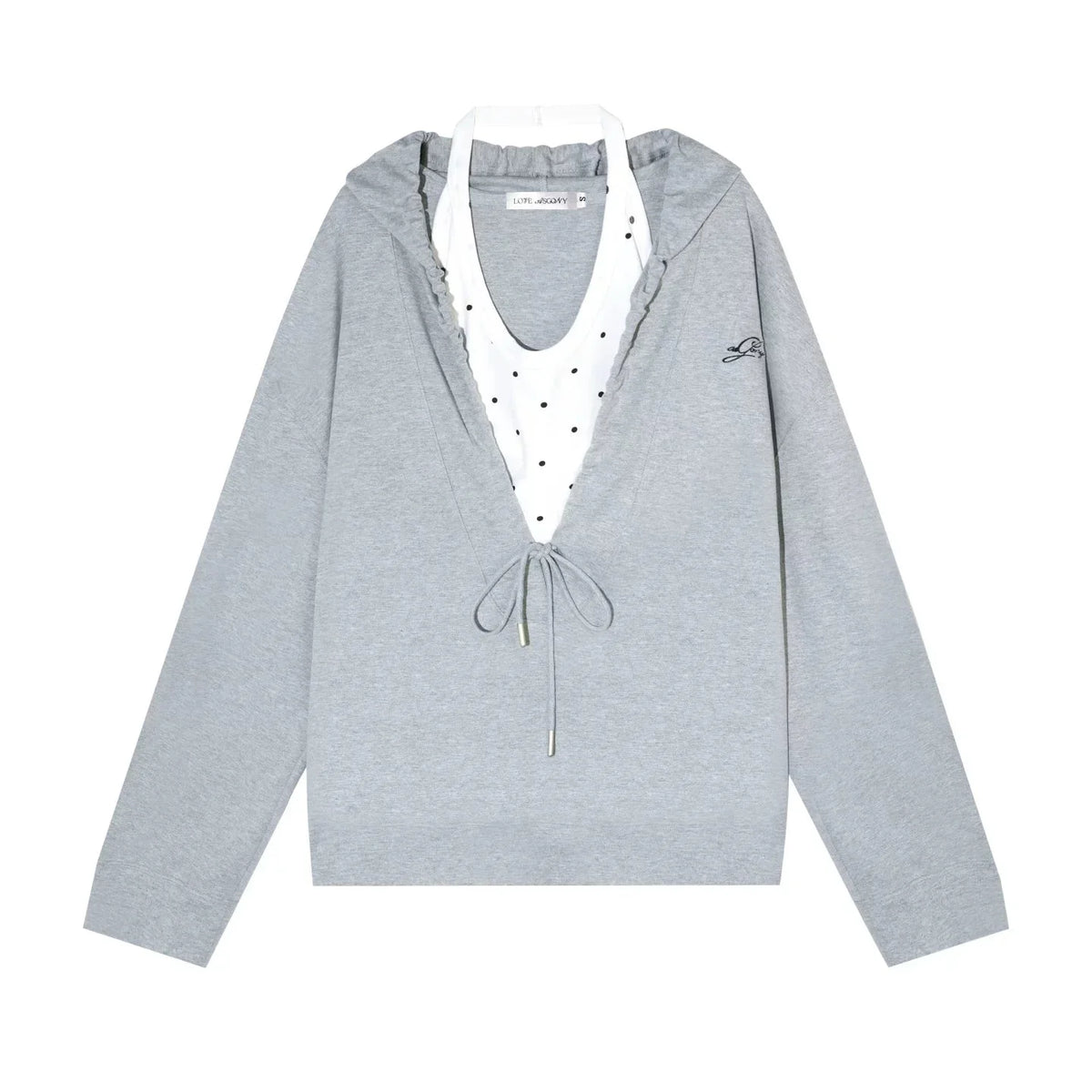 Polka Dot Hooded Vest Sweatshirt Set-Up