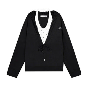 Polka Dot Hooded Vest Sweatshirt Set-Up