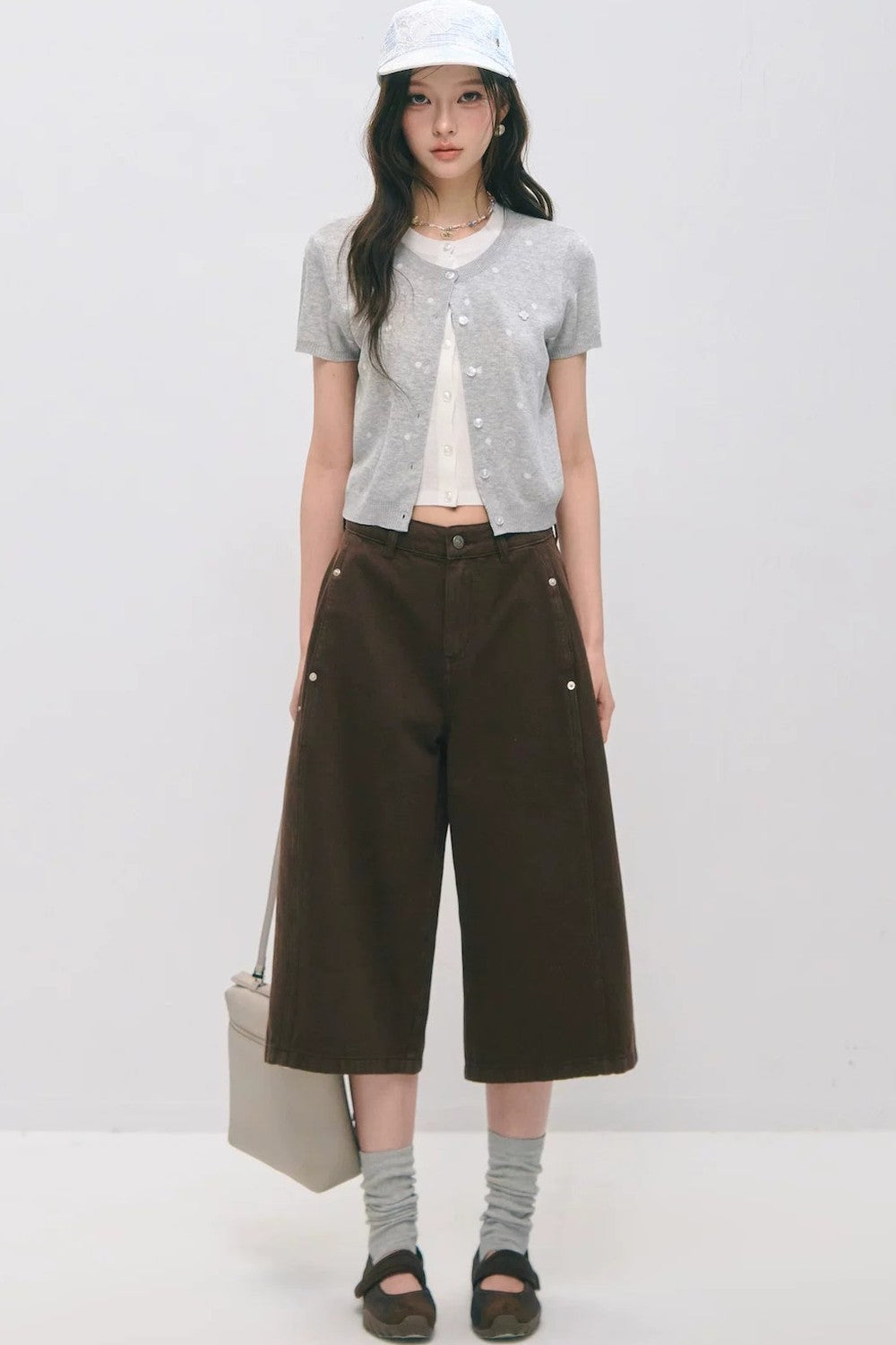 Polka Dot Knitted Short Sleeve Top