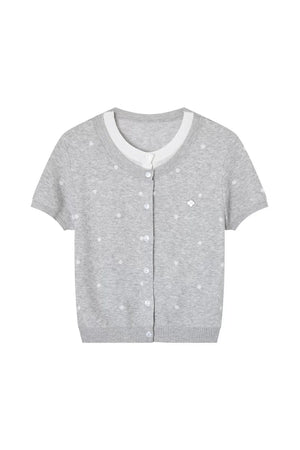 Polka Dot Knitted Short Sleeve Top