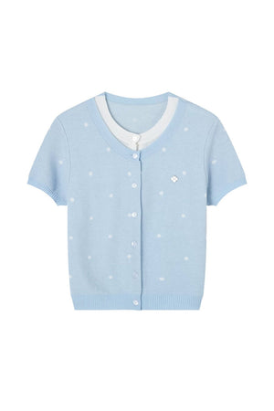 Polka Dot Knitted Short Sleeve Top