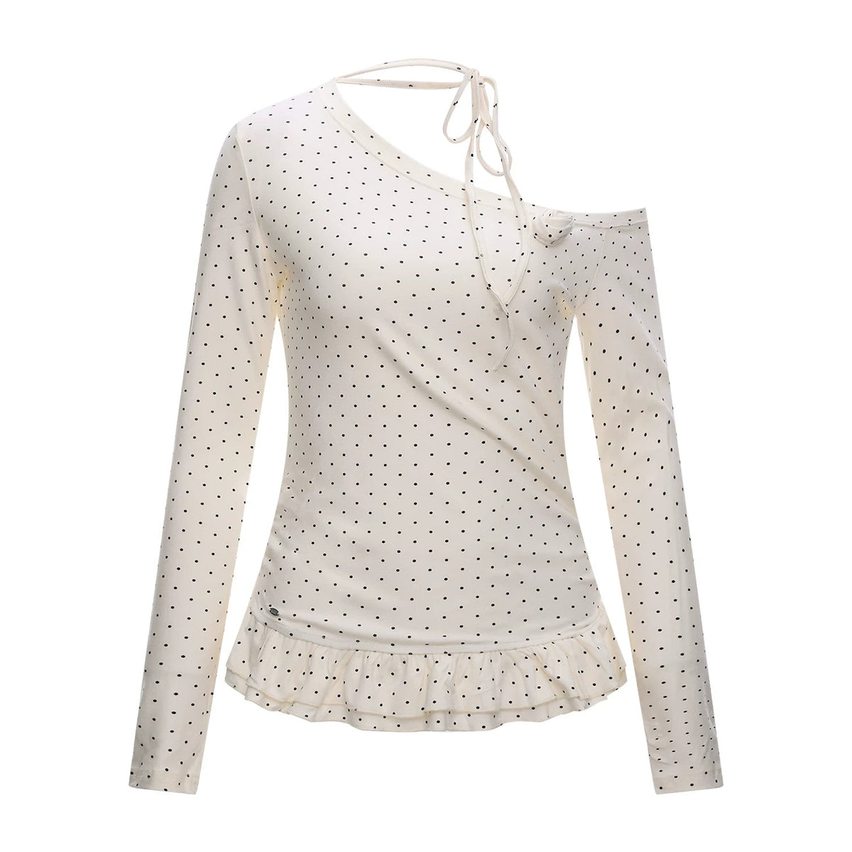 Polka-Dot Lace Off-Shoulder Blouse