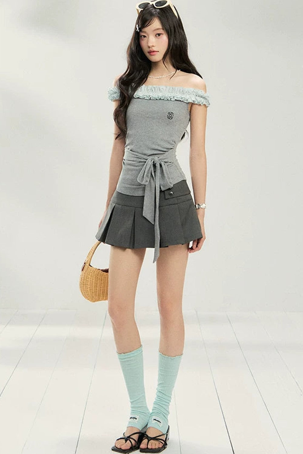 Polka Dot Lace One-Shoulder Top