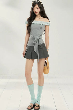 Polka Dot Lace One-Shoulder Top