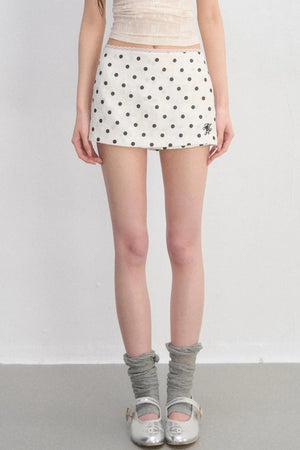 Polka Dot Lace Spliced Skirt