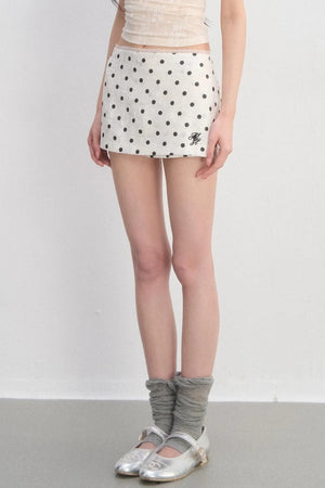 Polka Dot Lace Spliced Skirt