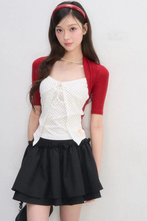 Polka Dot Lace-Up Top