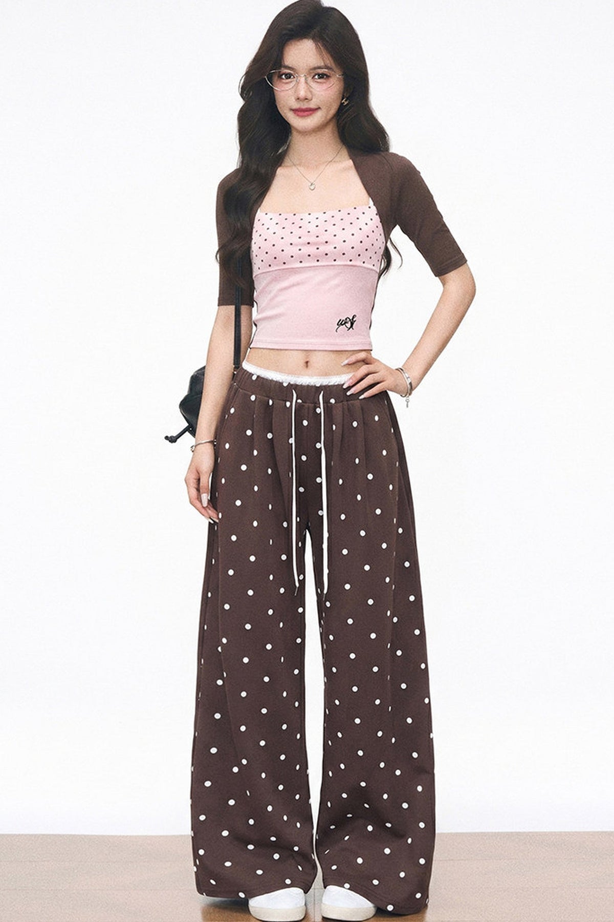 Polka Dot Mid-Sleeve Top Set-Up