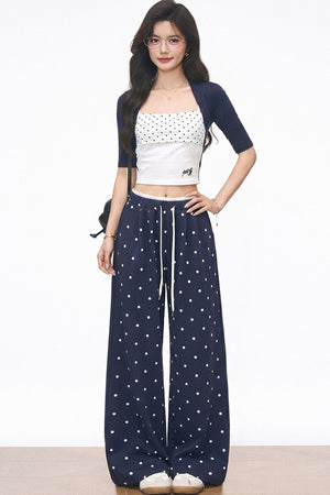 Polka Dot Mid-Sleeve Top Set-Up