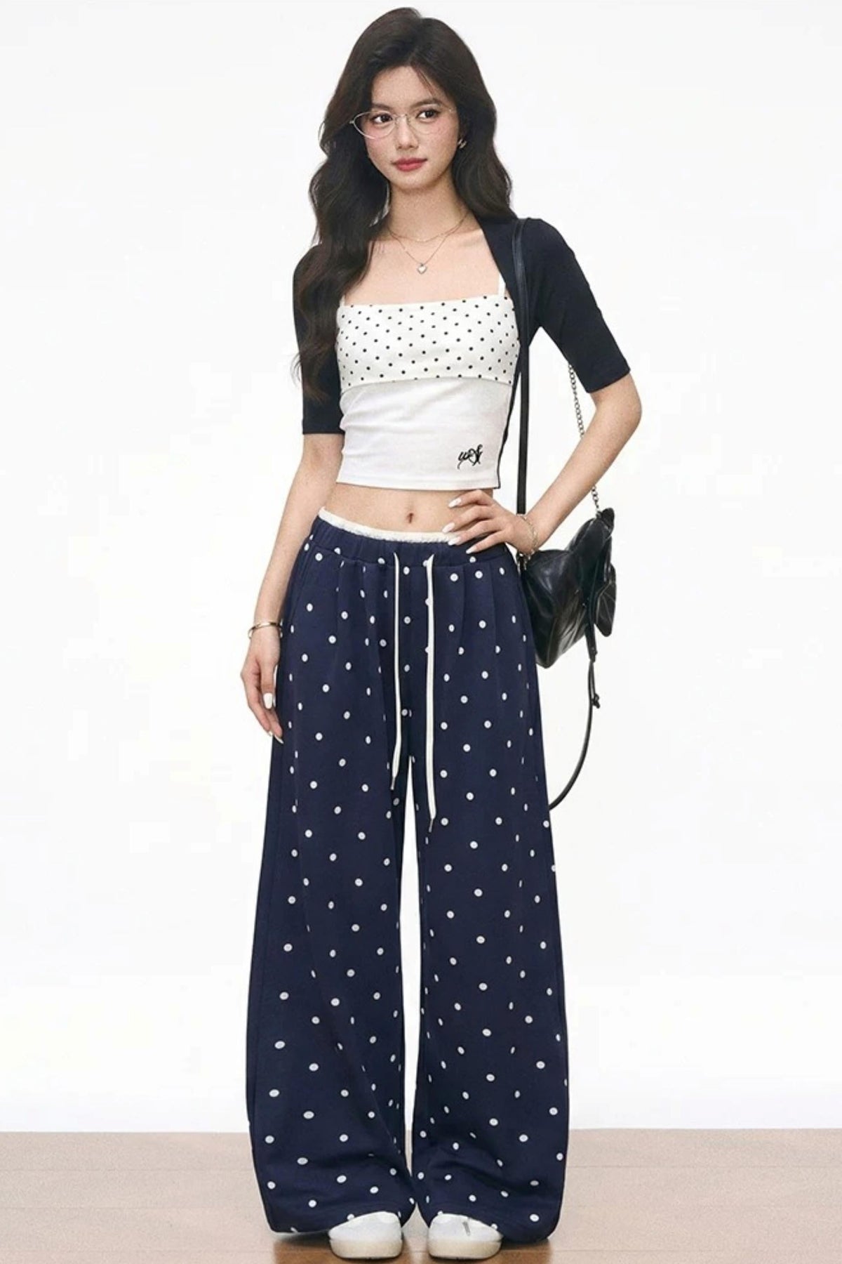 Polka Dot Mid-Sleeve Top Set-Up