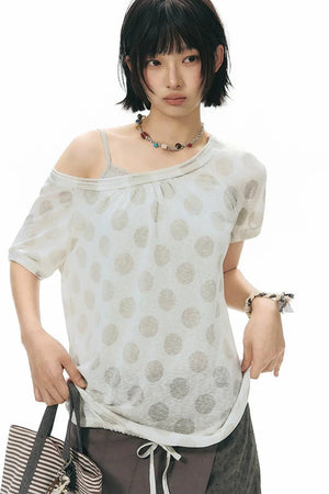 Polka Dot Off-Shoulder Blouse