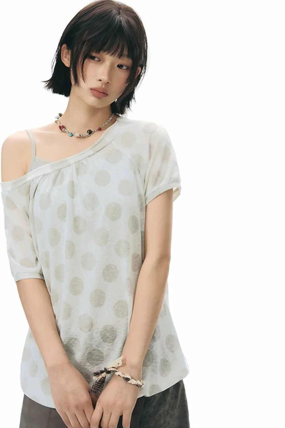 Polka Dot Off-Shoulder Blouse