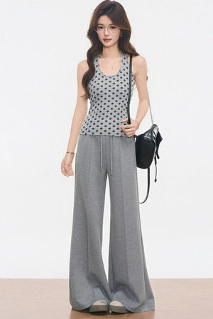 Polka Dot Off-Shoulder Knit Set-Up