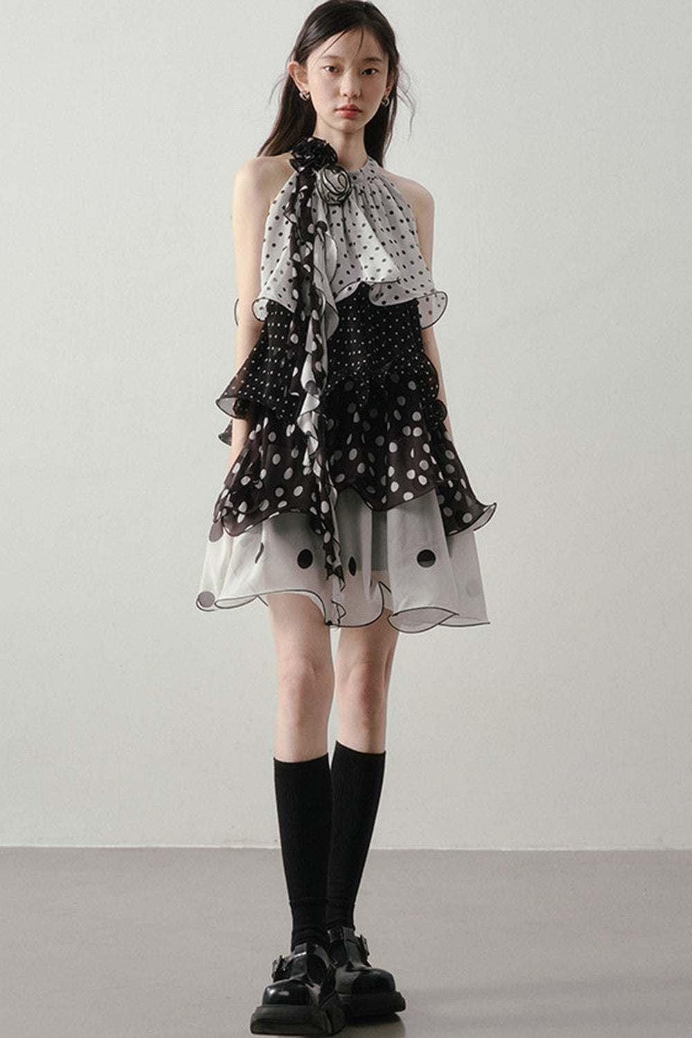 Polka Dot Organza Halter Dress