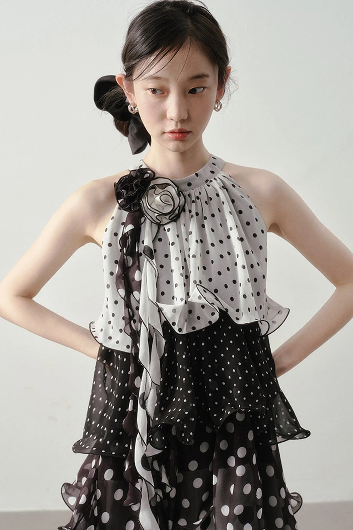 Polka Dot Organza Halter Dress