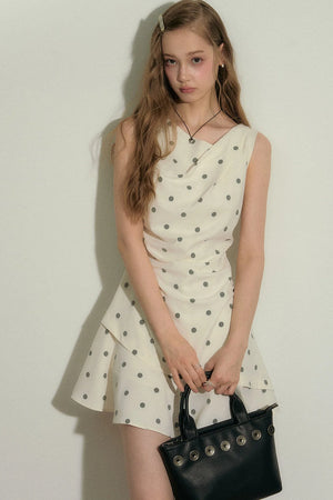 Polka Dot Ruched Mini Dress