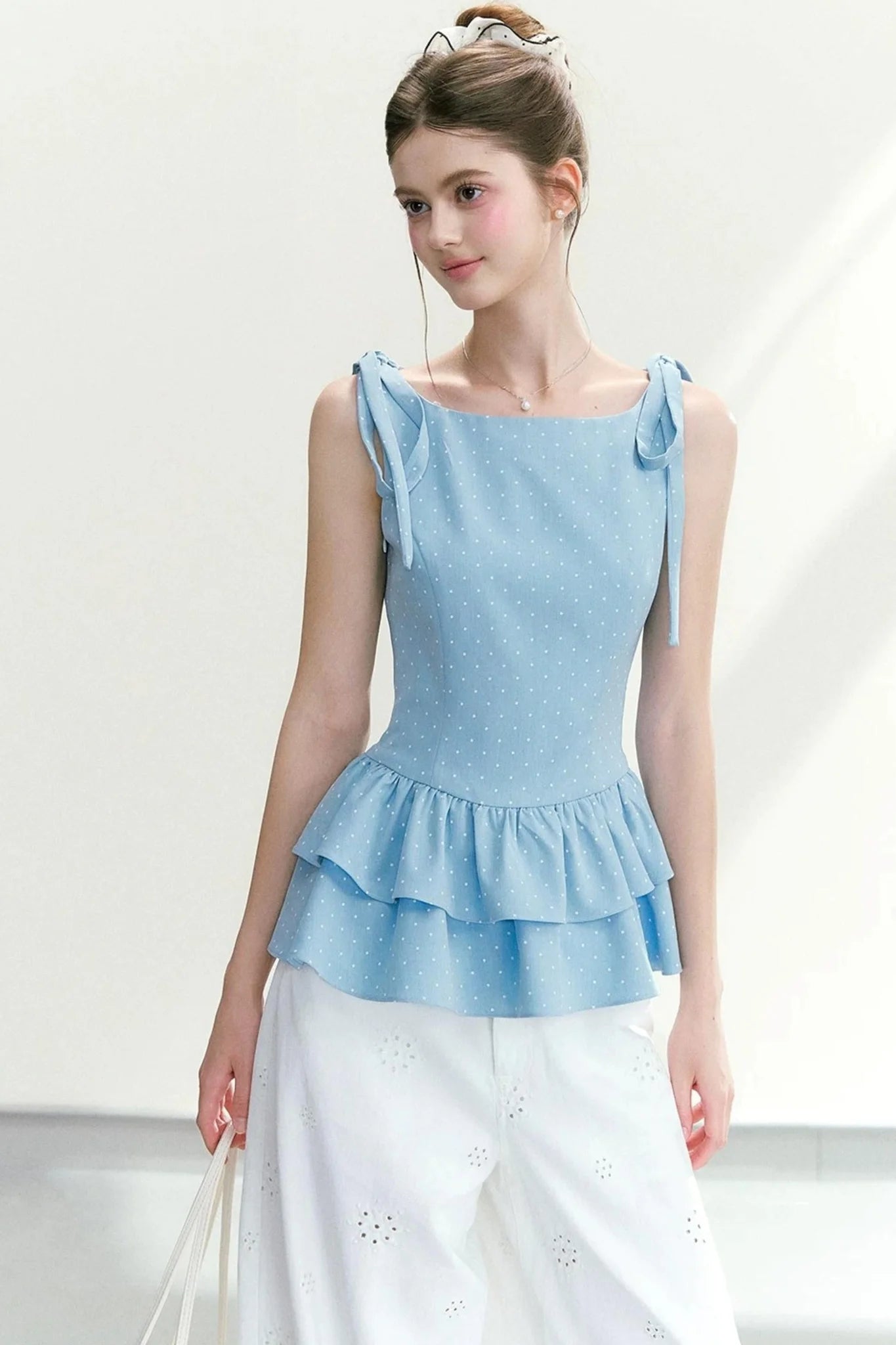 Polka Dot Ruffle Camisole Top