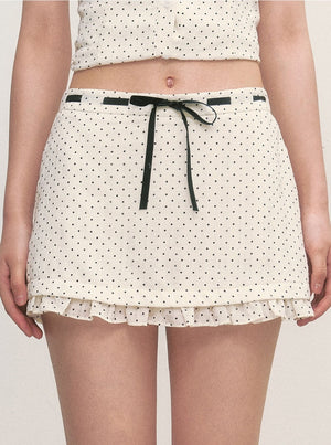 Polka Dot Ruffled A-Line Skirt