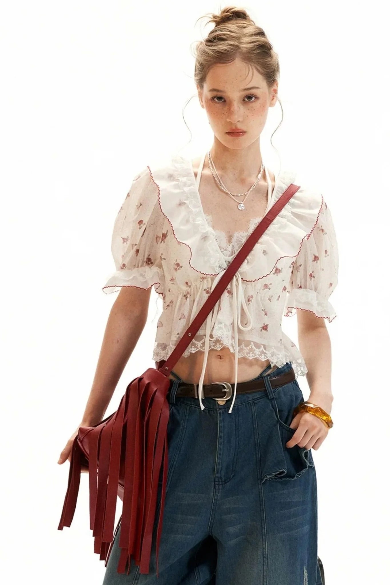 Polka Dot Ruffled Top
