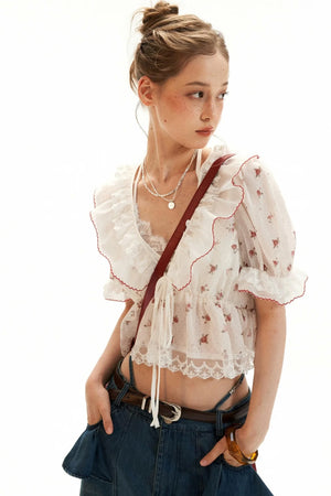 Polka Dot Ruffled Top