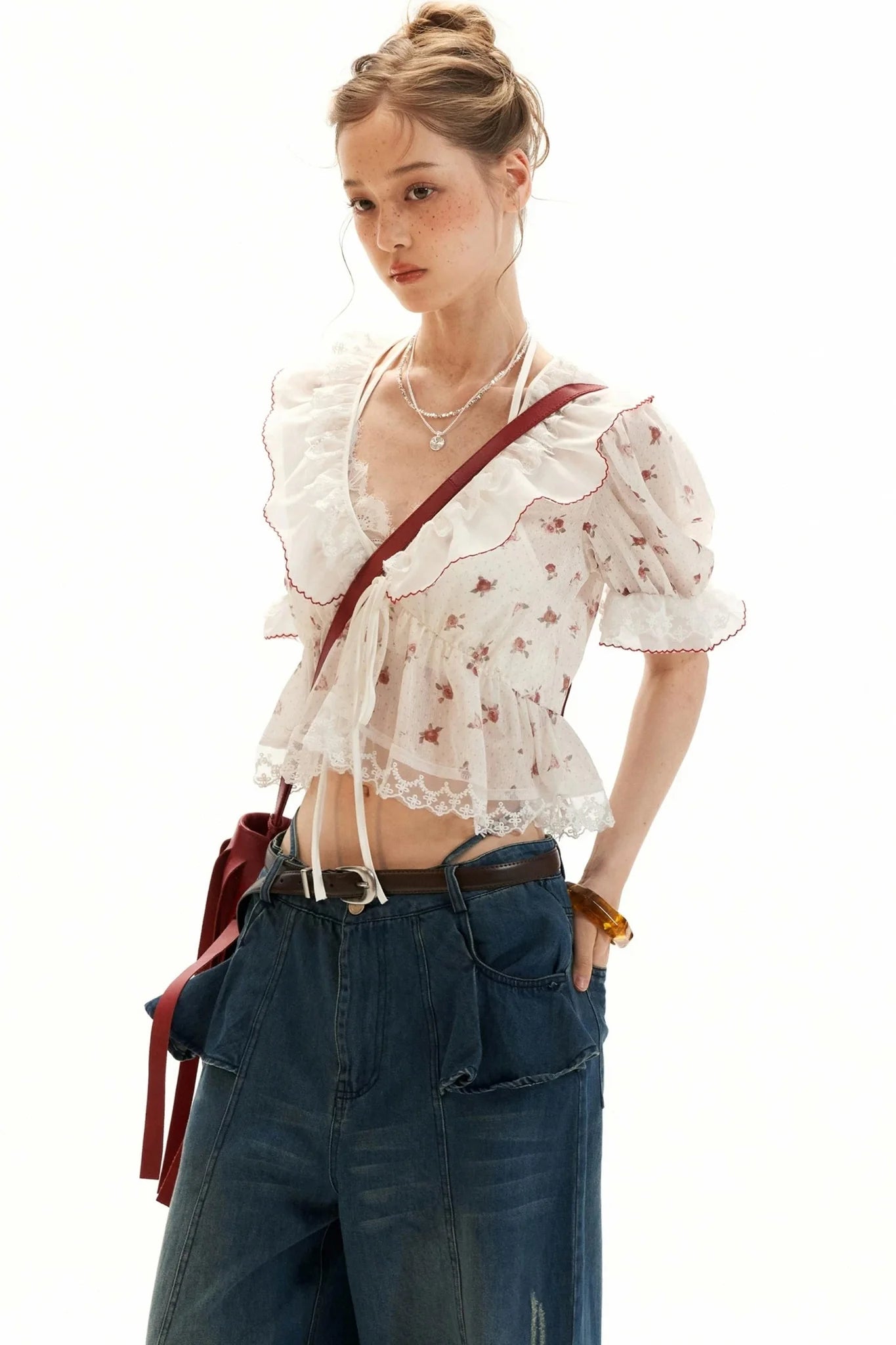 Polka Dot Ruffled Top