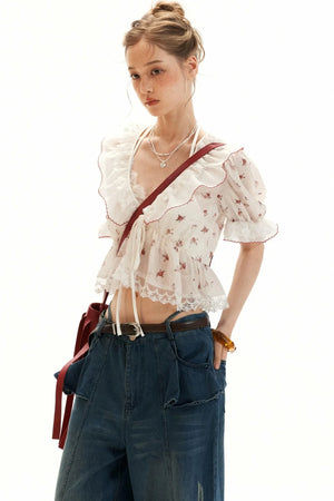 Polka Dot Ruffled Top